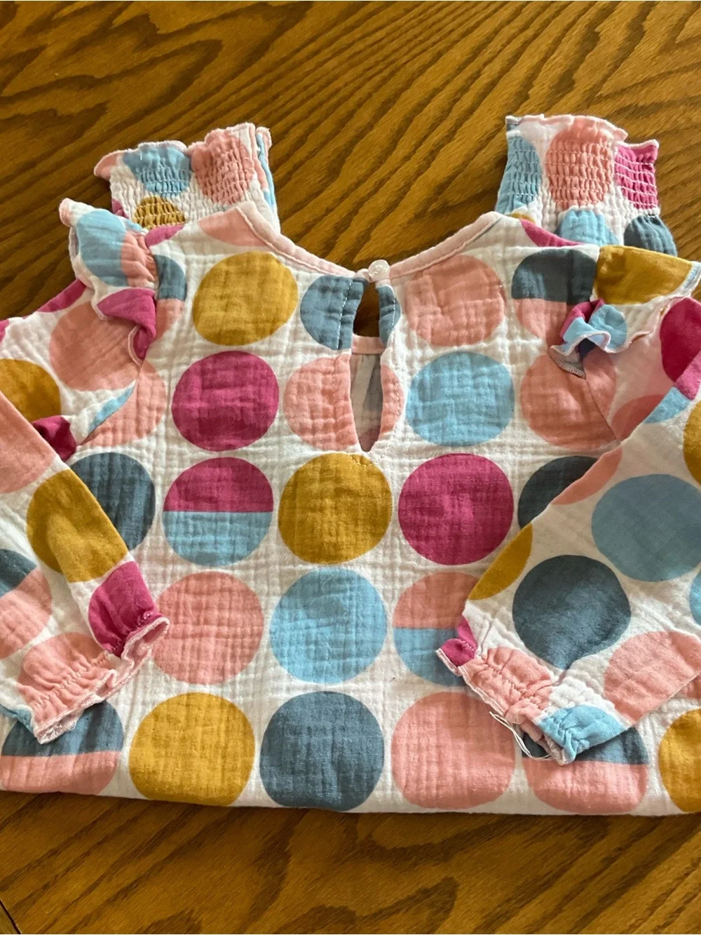 Vintage-Inspired Mud Pie Multi-Color Polka Dot Cotton Ruffle Romper Sz 6-9 Mos.